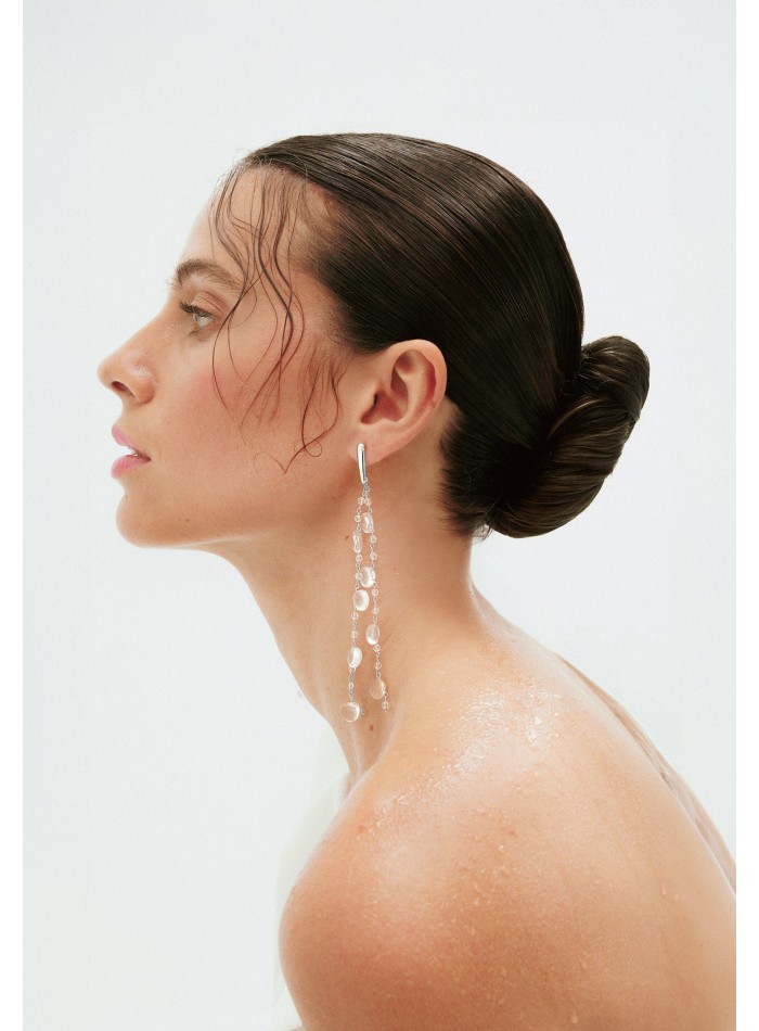 Long bridal earrings with crystals