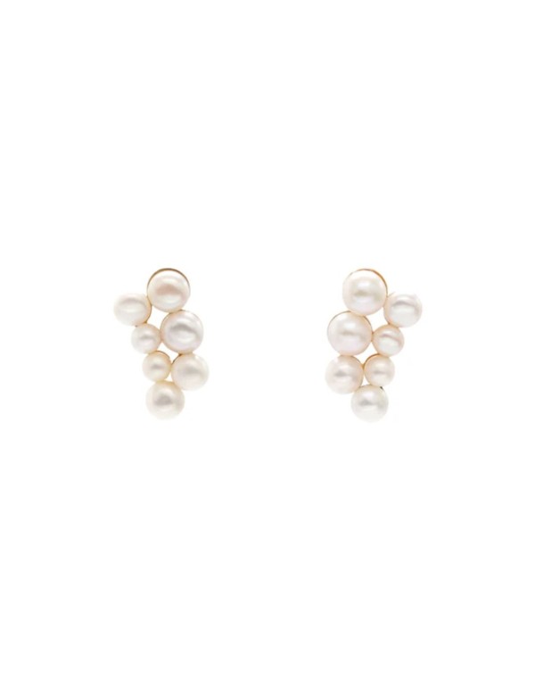 Petites boucles d'oreilles avec deux colonnes de perles