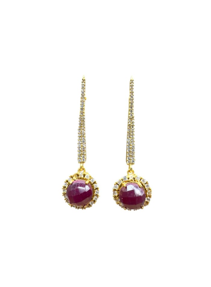 Boucles d'oreilles longues avec zircon et...