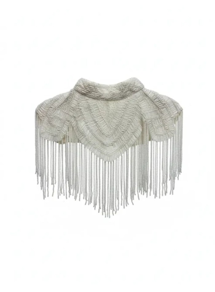 Bridal cape with beaded embroidery in delicate...