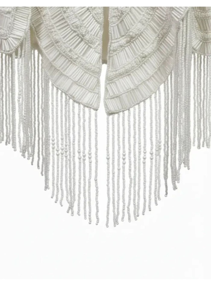 Bridal cape with beaded embroidery in delicate...