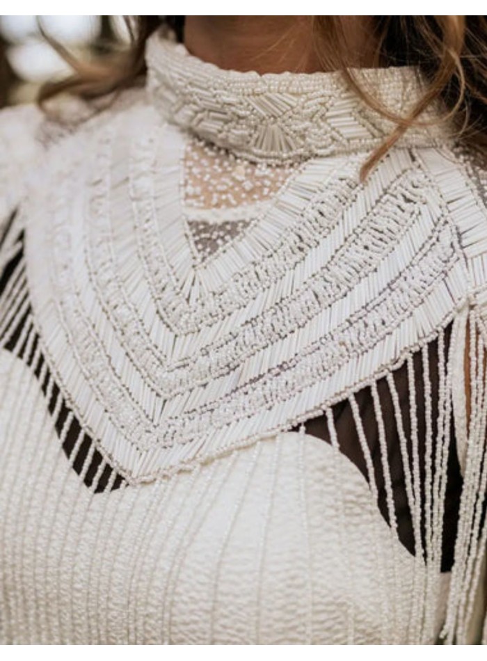 Bridal cape with beaded embroidery in delicate...