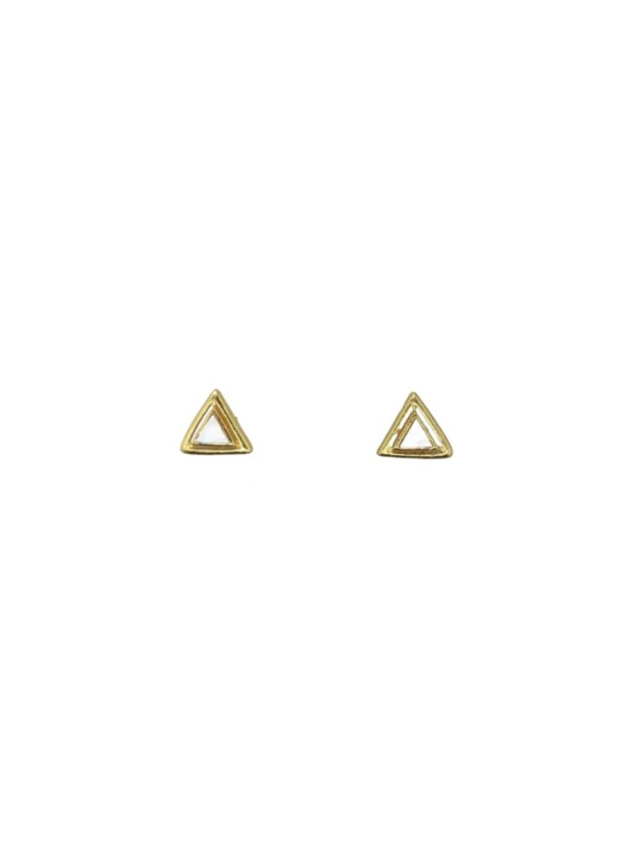 Golden earrings with triangle design