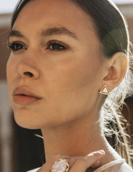 Boucles d'oreilles plaquées or avec motif triangulaire