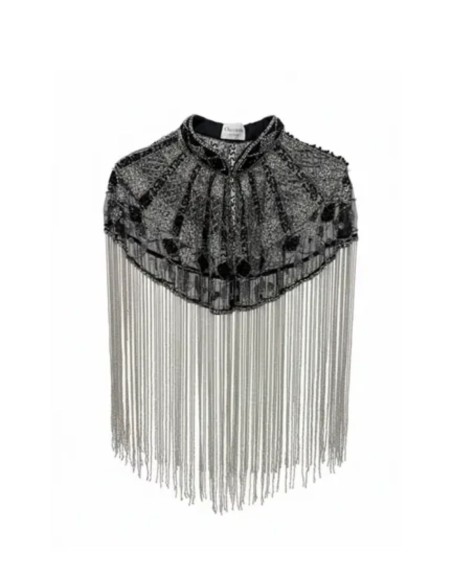 Cape ornée de bijoux avec broderie de paillettes et motifs géométriques