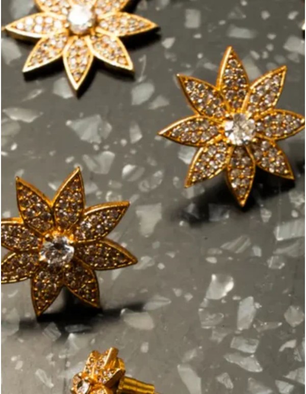 Boucles d'oreilles en forme de grandes fleurs avec zirconias 2