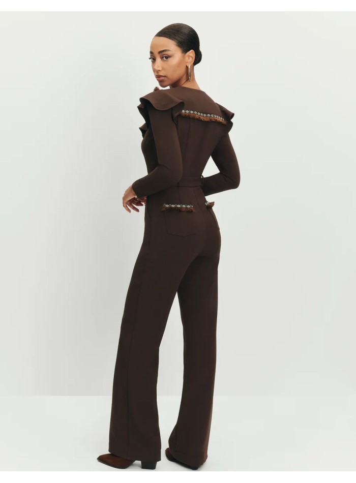 Fitted jumpsuit with trimmings and fringe details