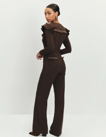 Fitted jumpsuit with trimmings and fringe details