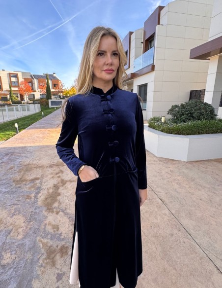 Kimono en velours avec boutons