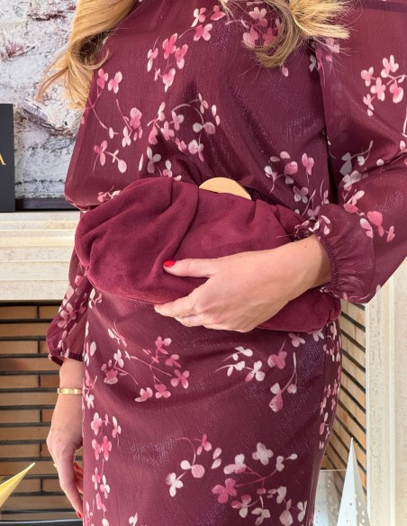 Bolso de fiesta de antelina para invitada fucsia