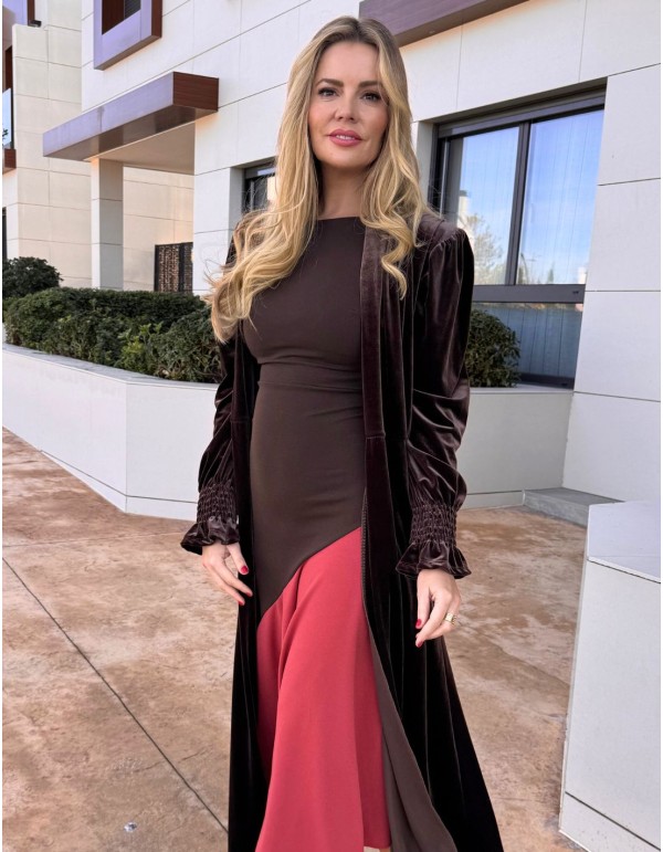 Brown velvet guest kimono