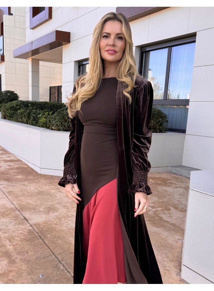 Kimono d'invité en velours marron