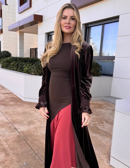 Brown velvet guest kimono
