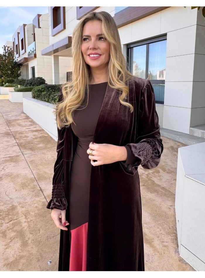 Brown velvet guest kimono