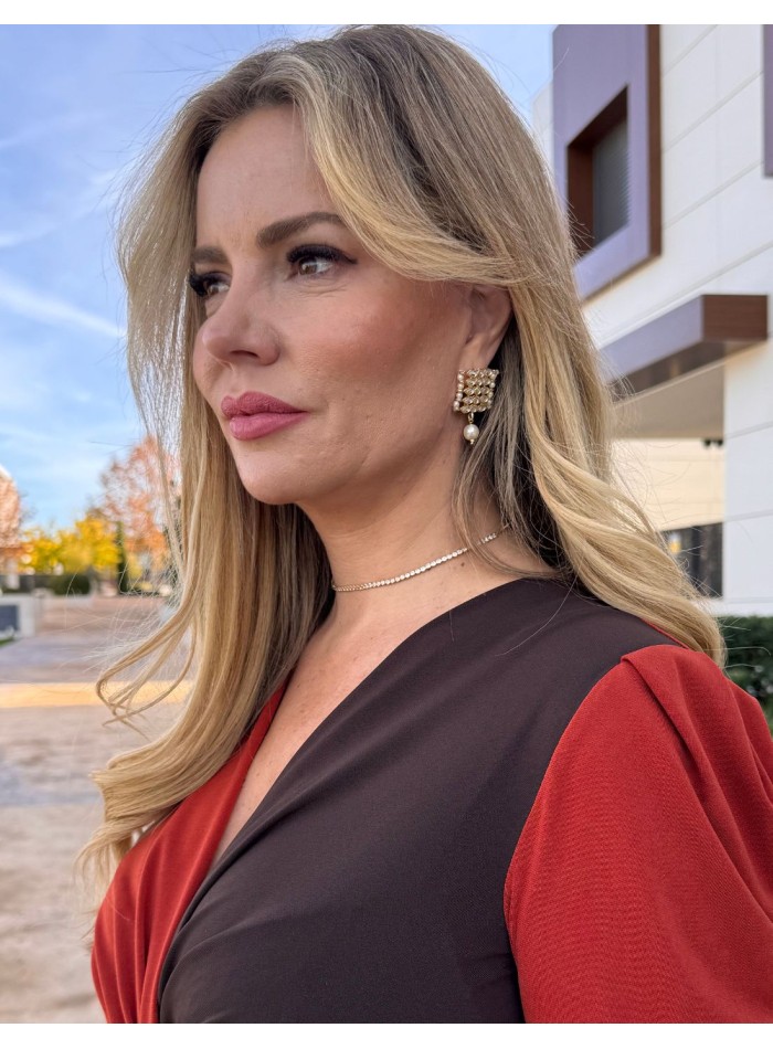 Pendientes de fiesta con cristales y perla...