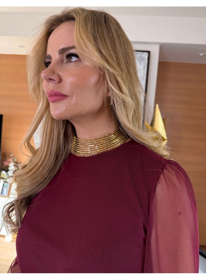 Wide gold rhinestone choker