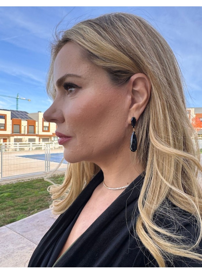 Boucles d'oreilles en forme de goutte d'eau noire
