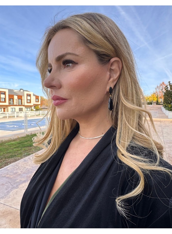 Boucles d'oreilles en forme de goutte d'eau noire