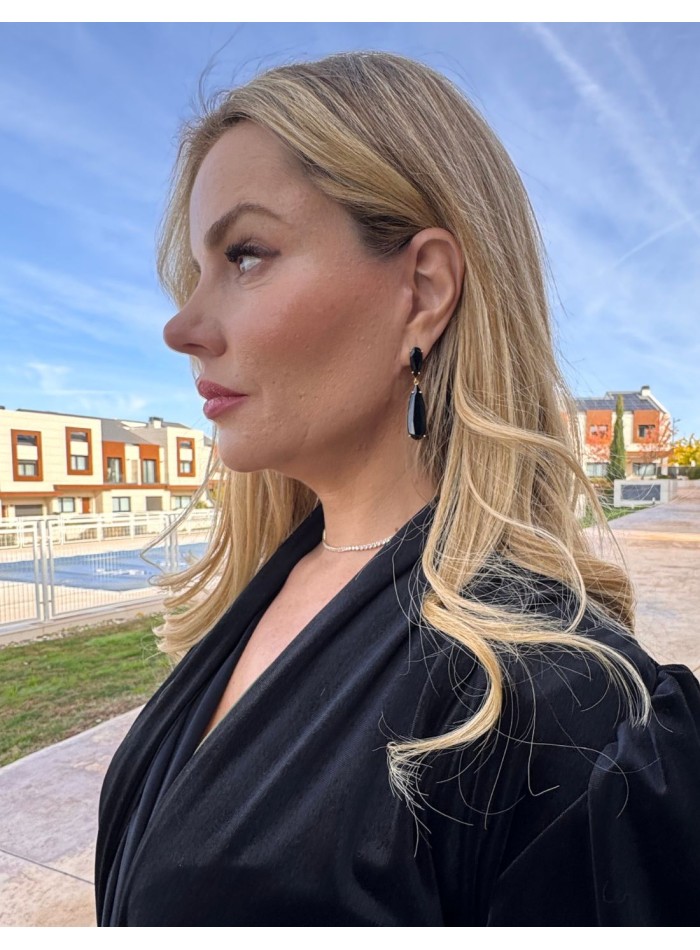 Boucles d'oreilles en forme de goutte d'eau noire