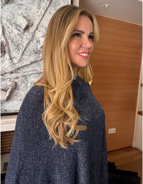 Poncho marino con brillo 2