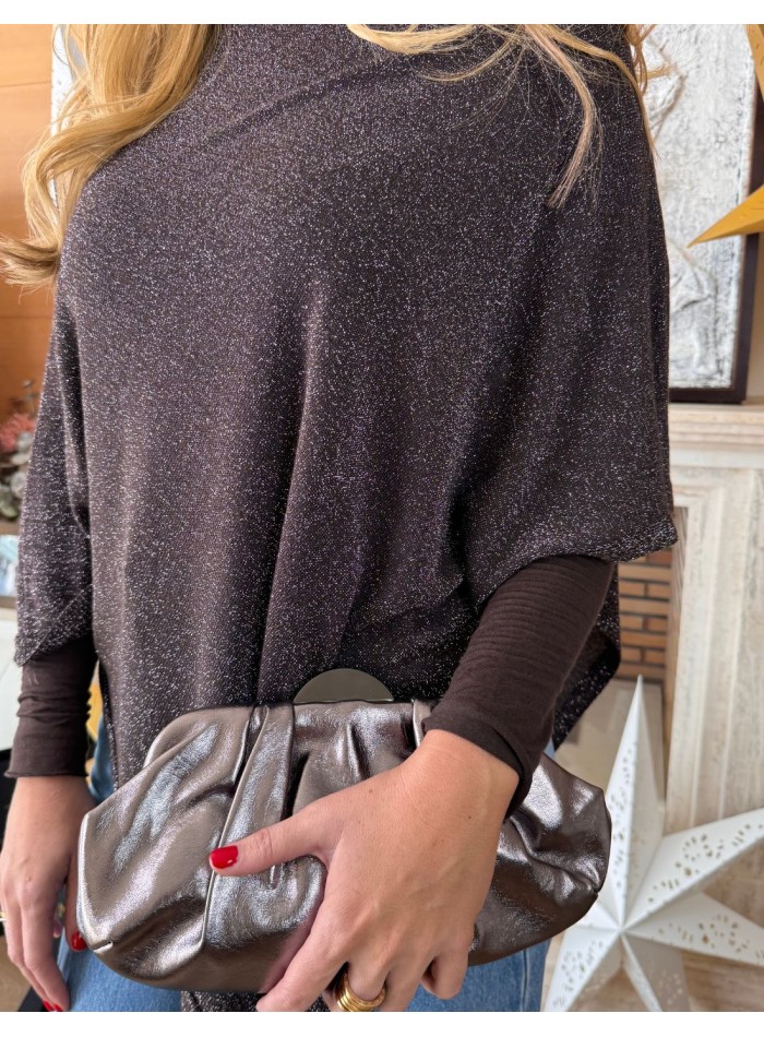 Poncho marron avec paillettes