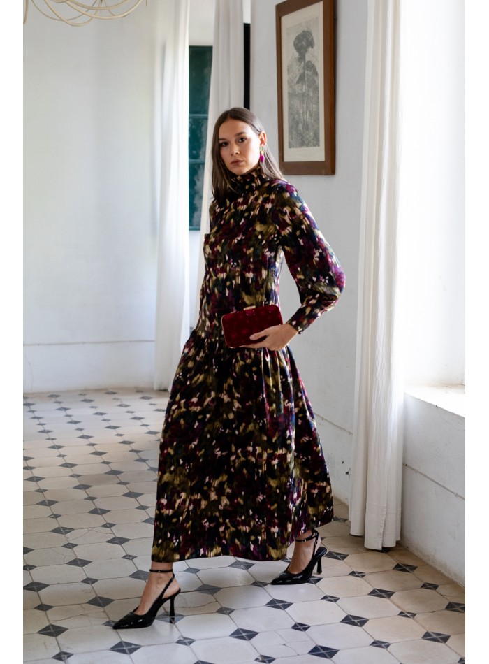 Robe midi imprimée avec hanches basses et...
