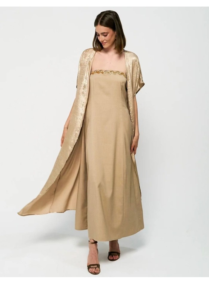 Gold silk long party caftan