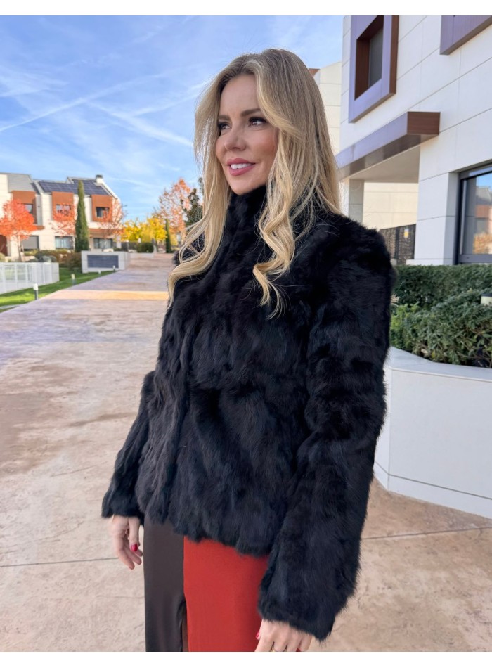 Brown rabbit fur jacket
