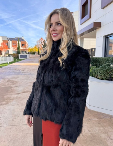 Brown rabbit fur jacket