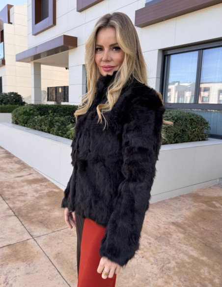 Brown rabbit fur jacket