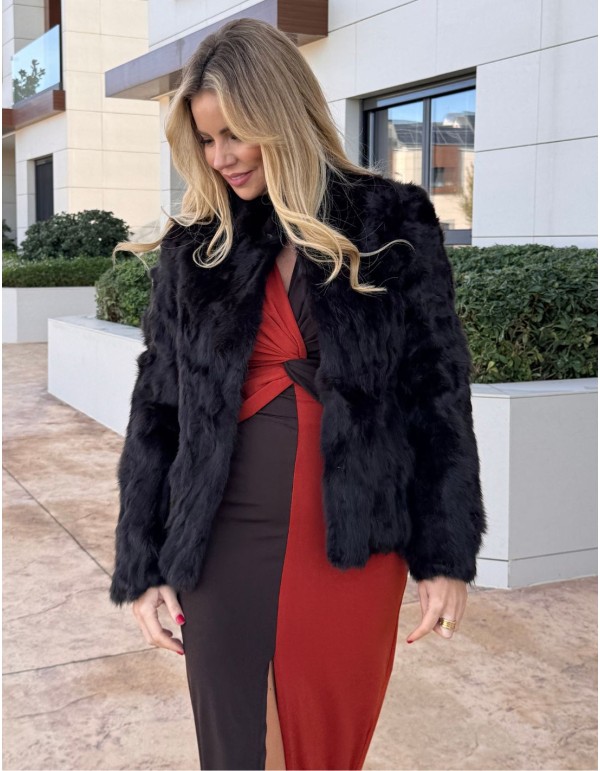 Brown rabbit fur jacket