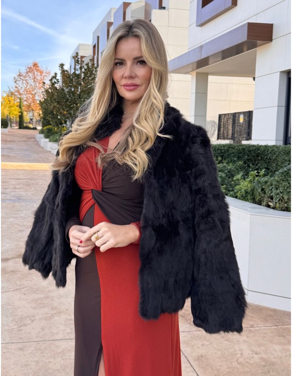 Veste en fourrure de lapin marron 2