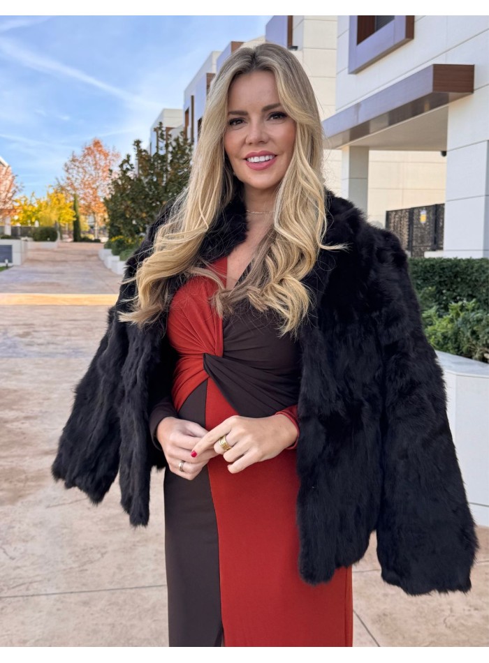 Brown rabbit fur jacket