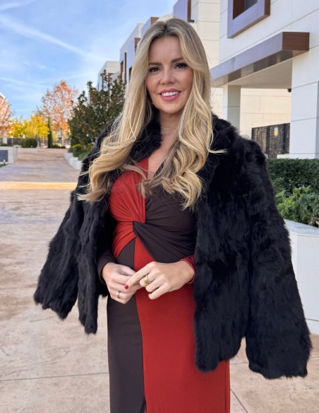 Brown rabbit fur jacket