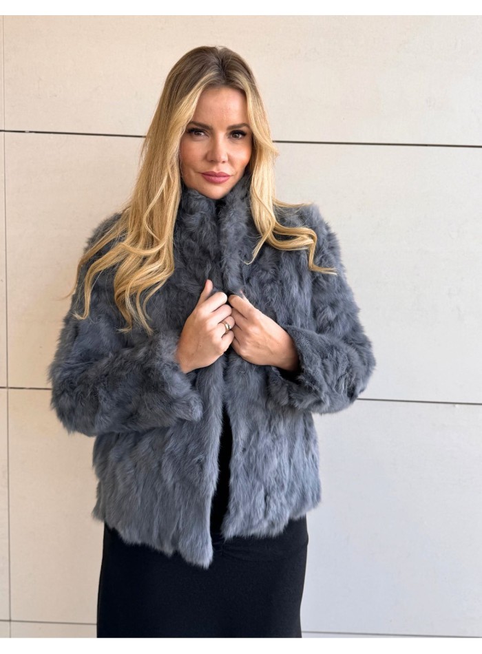 Grey rabbit fur jacket