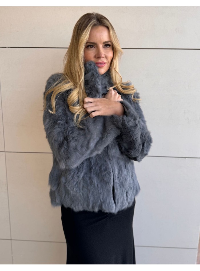 Grey rabbit fur jacket