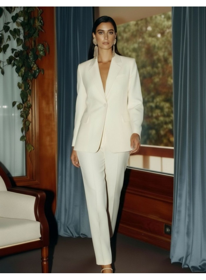 Pantalón de traje estructurado blanco