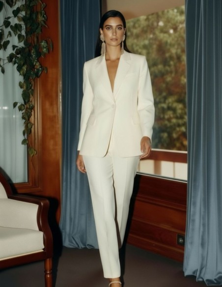 Pantalón de traje estructurado blanco