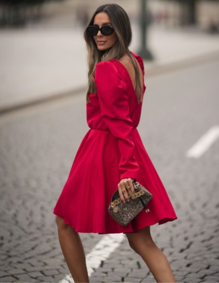 Short red dress with open back
