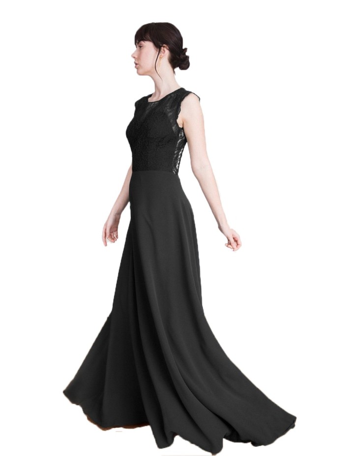 Long party dress with lace body Emma Black