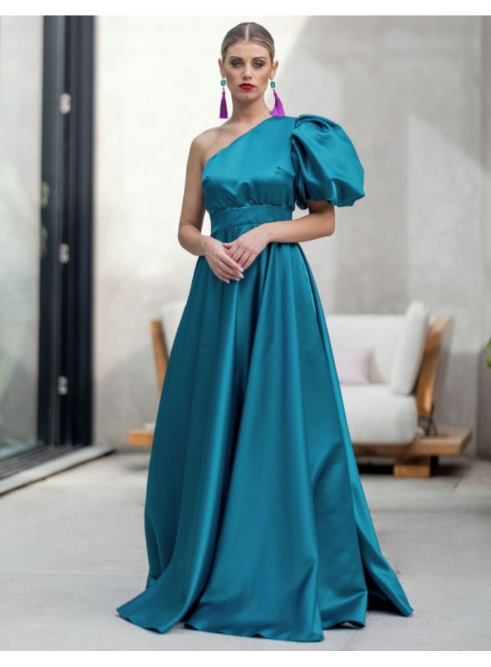Turquoise structured guest dress