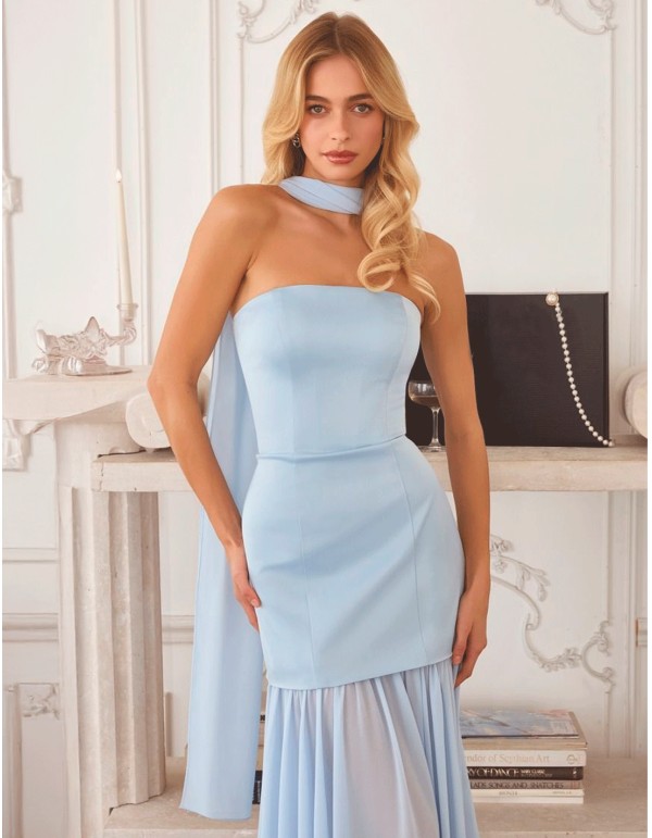 Robe de soirée longue sans bretelles avec jupe en... 2