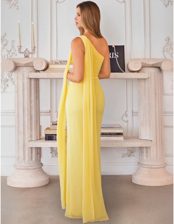 Robe de soirée longue à encolure asymétrique de style grec 2