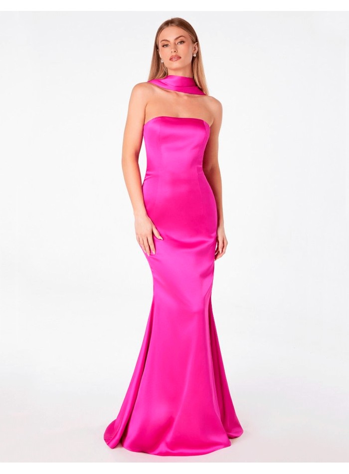 Fitted strapless ball gown with shawl