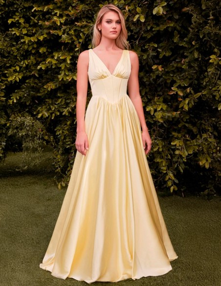 Satin party dress with lace-up bodice and straps