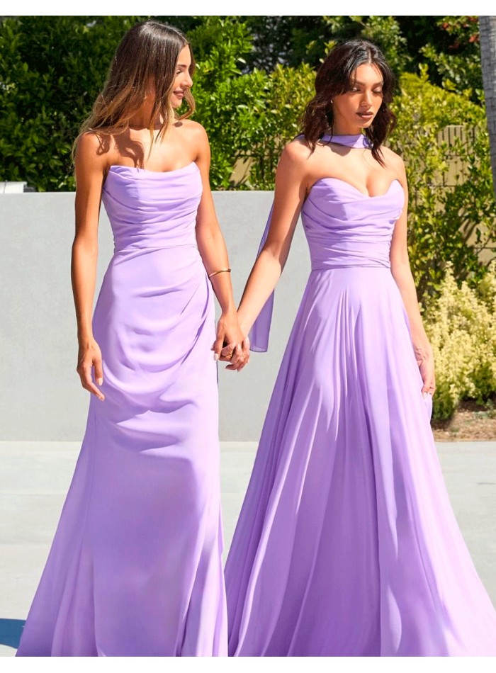 Vestido de invitada largo palabra de honor en...