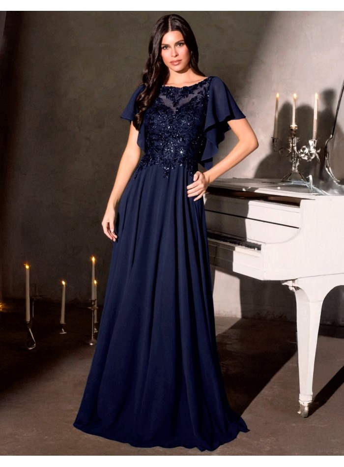 Robe de soirée longue avec corsage en strass et...