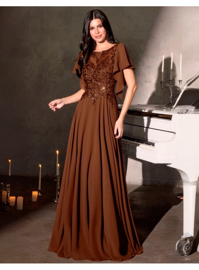 Robe de soirée longue avec corsage en strass et...