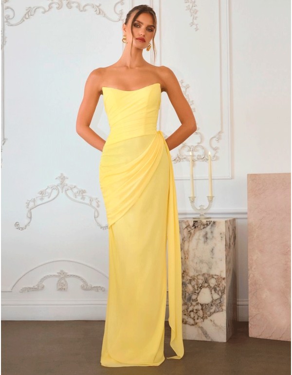 Long chiffon ball gown with strapless neckline and... 2