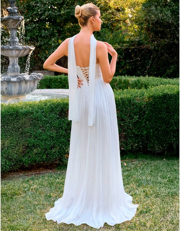 Long wedding dress with sweetheart neckline and pleated... 2